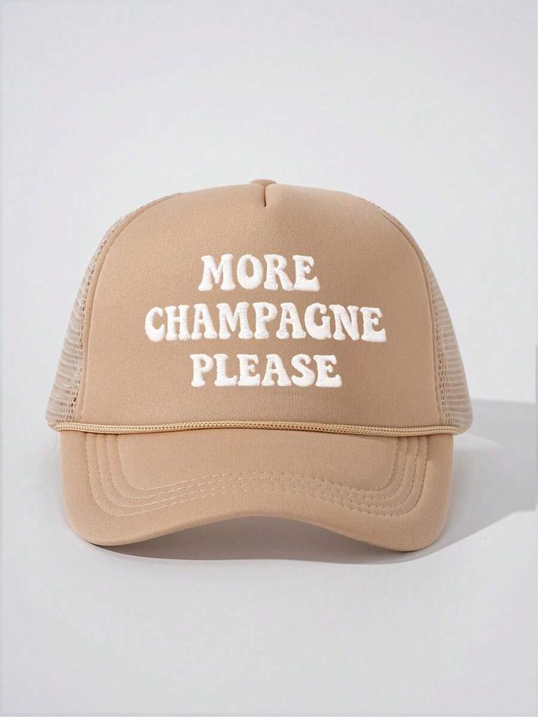 Розовая Вышитая Кепка Тракер 'More Champagne Please' Сетчатая Бейсболка Регулируемая Для Женщин