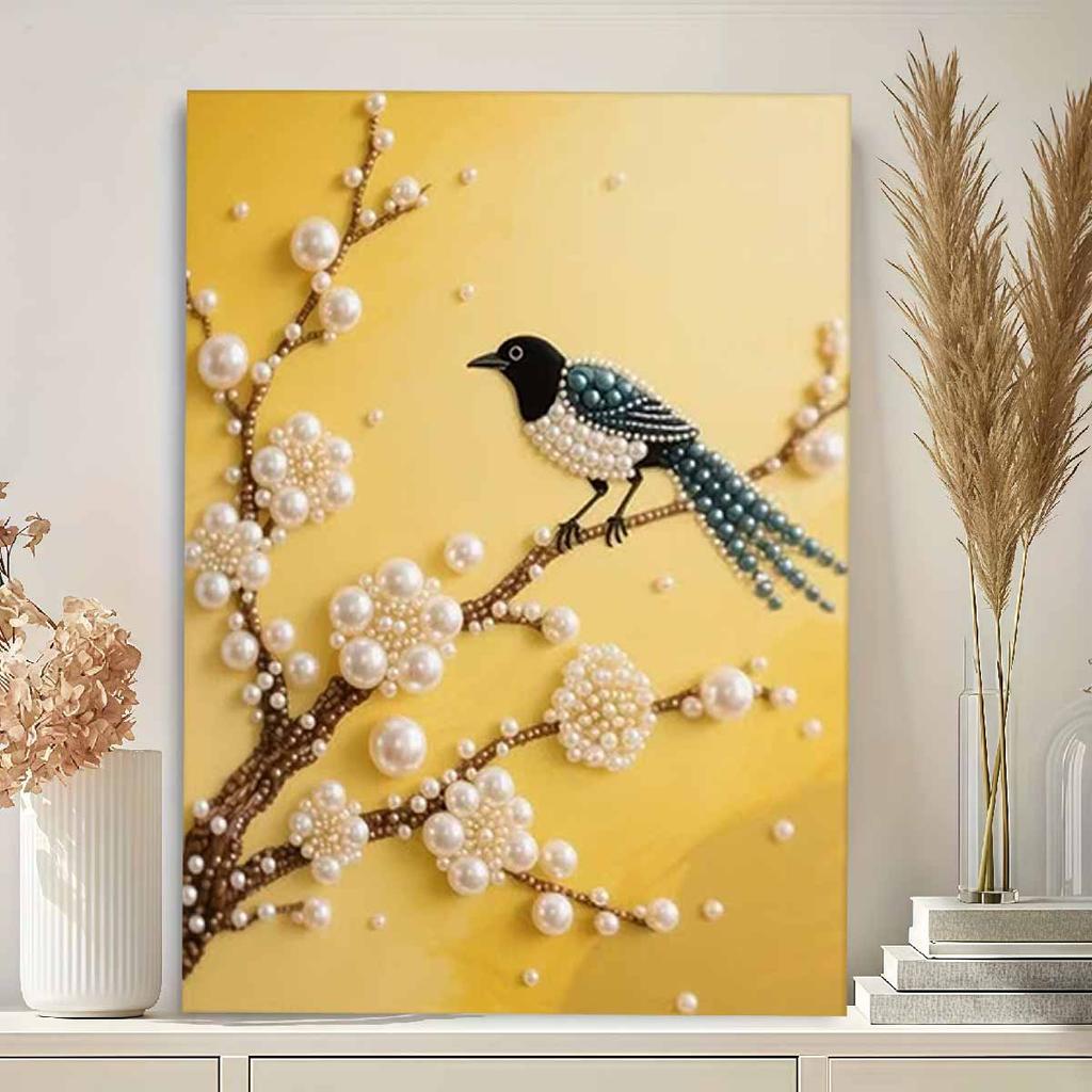 Pearl The Birds on The Branch DIY Diamond Art Kits 15.7x19.6inch Gem Art Diamond Painting Kits Without Frame for Adults Gift Idea Home Wall Decor