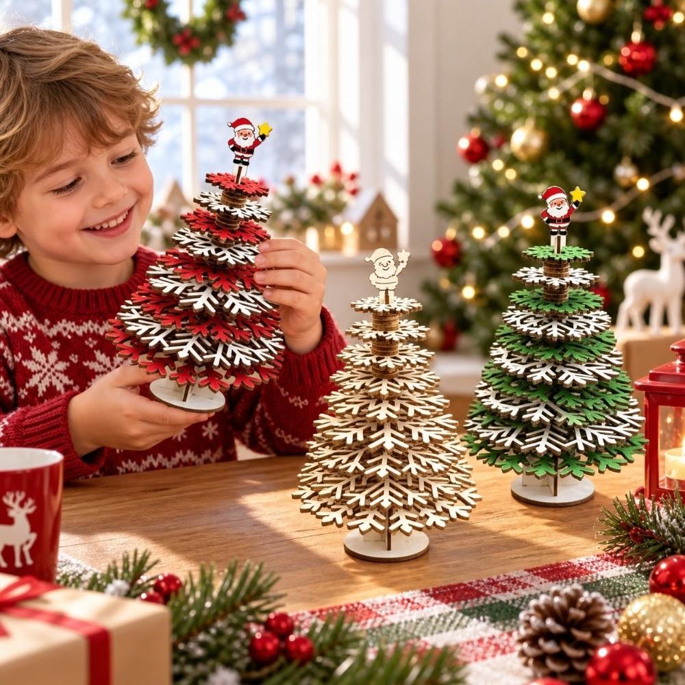DIY Wooden Christmas Tree 3D Christmas Tree Statue Tabletop Decor Christmas Tree Ornament Gift