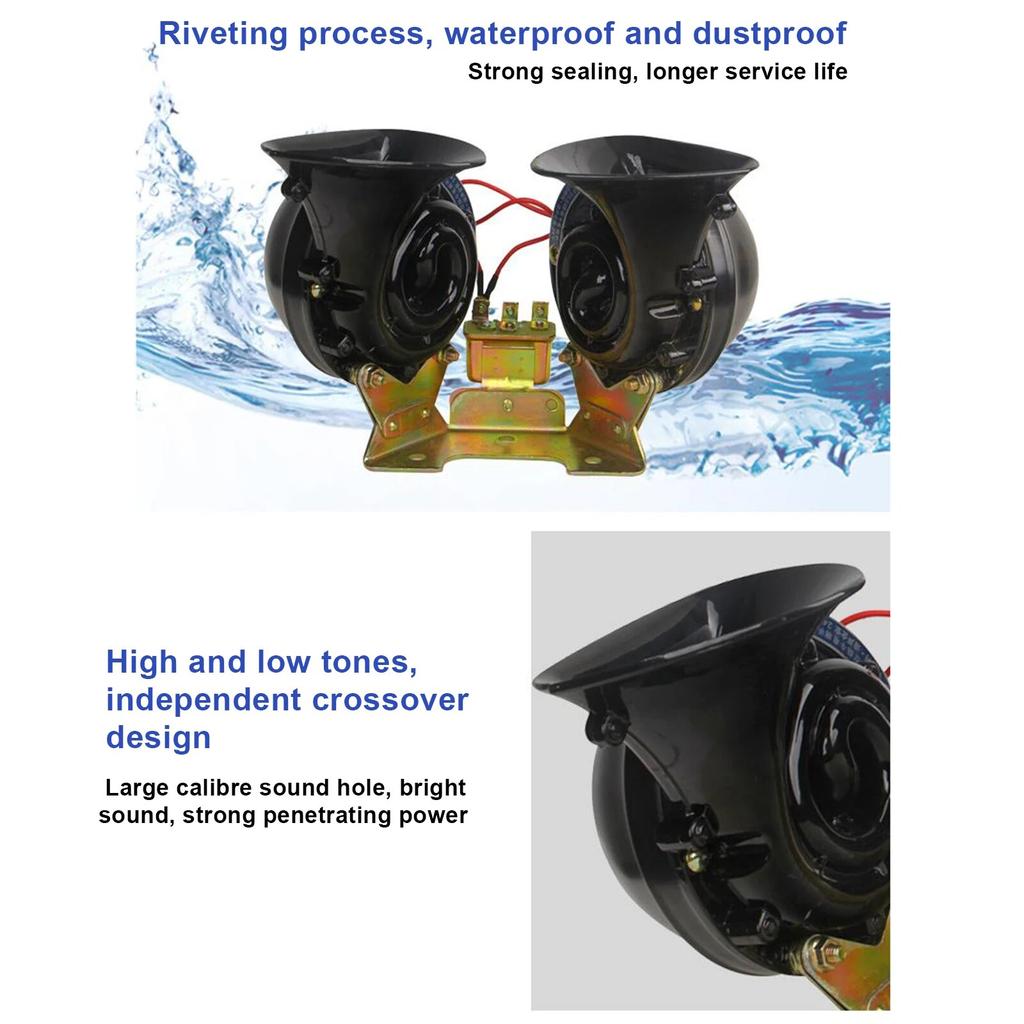 2Pcs/lot Universal Loud Car Horn Dc 12V/24V Electric Snail Horn Super Loud Waterproof Subwoofer for Car Truck Suv Boat Accessory