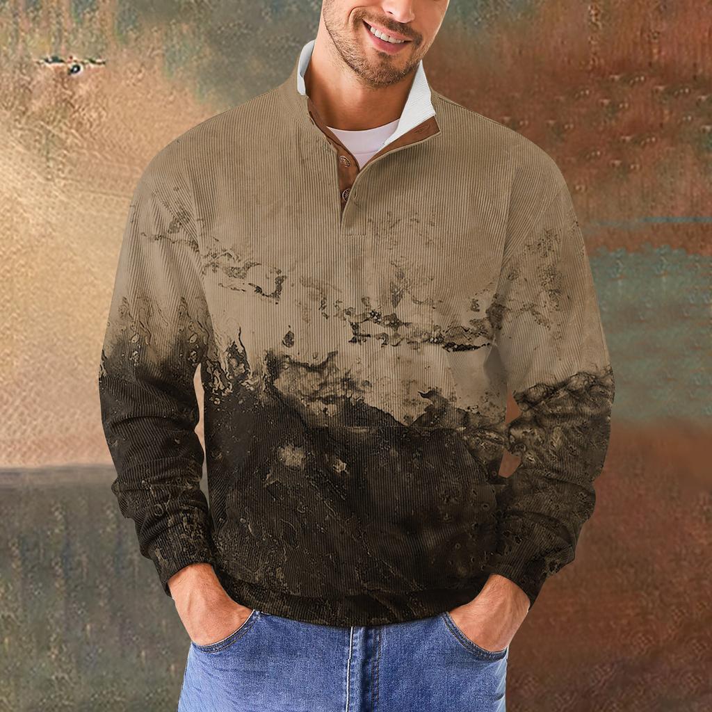 Мужская повседневная толстовка в стиле ретро с градиентным принтом