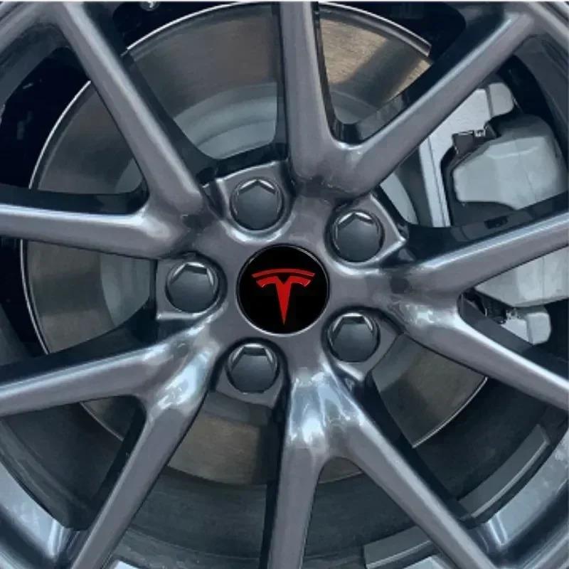 56mm Center Hub Caps for Tesla Model 3 Y S X Car Wheel Valve Cap Tire Lug Nut Protective Cover Exterior Decoration 25pcs / 29pcs