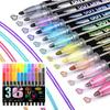 12/24/36 шт., мерцающий контурный маркер, сделай сам, подарочная бирка, поздравительная открытка, художественные проекты, детский рисунок, живопись, каракули, металлическая двойная линия, блестящая жидкость