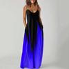 Women Pocket Print  Dress Beach Parties Vest Party  Sleeveless  Super Long Dress
