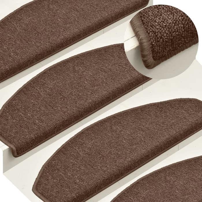 VidaXL Stair Carpet 15 Pieces 65 X 24 X 4 Cm Brown Semicircular Large 322367