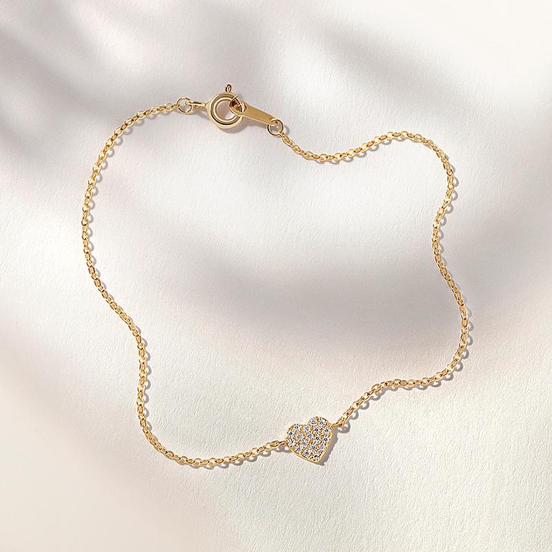 Mcel 14K Shine Heart Moisa Diamond Bracelet