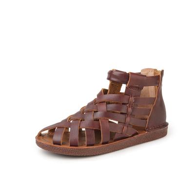 GKTINOO Женские сандалии 2025 Летняя обувь Натуральная кожа Закрытый носок Мягкие Повседневные для ходьбы Zapatos Mujer Платформа Большой размер 35-40