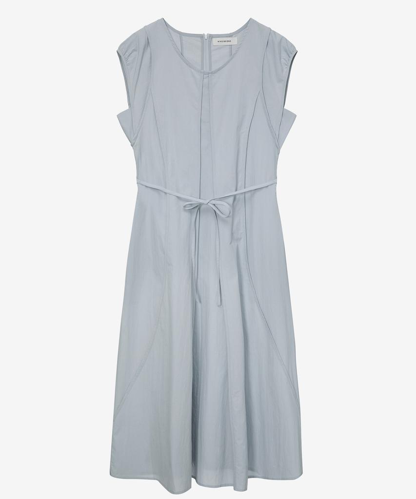 Mind Bridge Woman [W] Cap Sleeve Belted Nylon Long Dress - 2 Colors