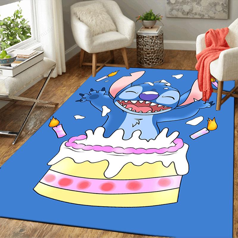 1Pc Stitch'S Birthday Celebration Rug Office Carpet Indoor Outdoor Doormat Nonslip Soft Comfortable Living Christmas Halloween Xmas Gift D924258