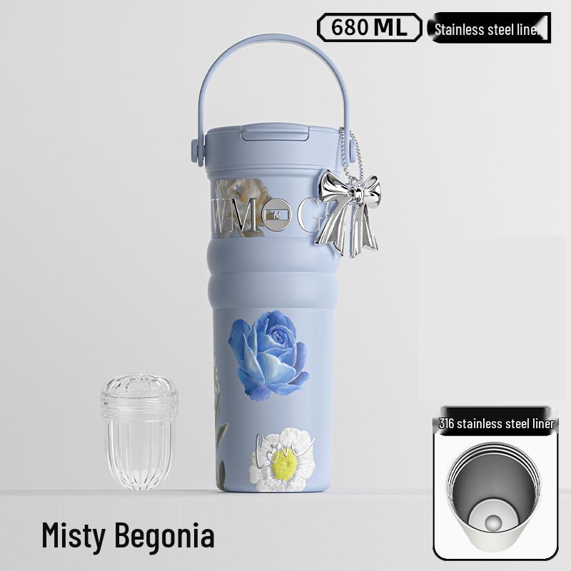 Большая цветочная термокружка из нержавеющей стали для путешествий - Идеально подходит для автомобиля и кофе