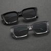 2PCS Fashion Square Frame Men's Sunglasses Classic Retro Holiday Casual Daily Decorative Glasses Black Gray Set