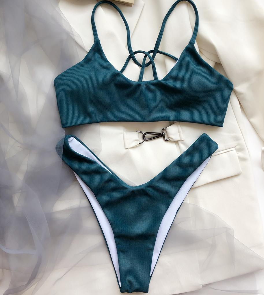 Women's Sexy Back Cross Bikini Two Piece Swimsuit