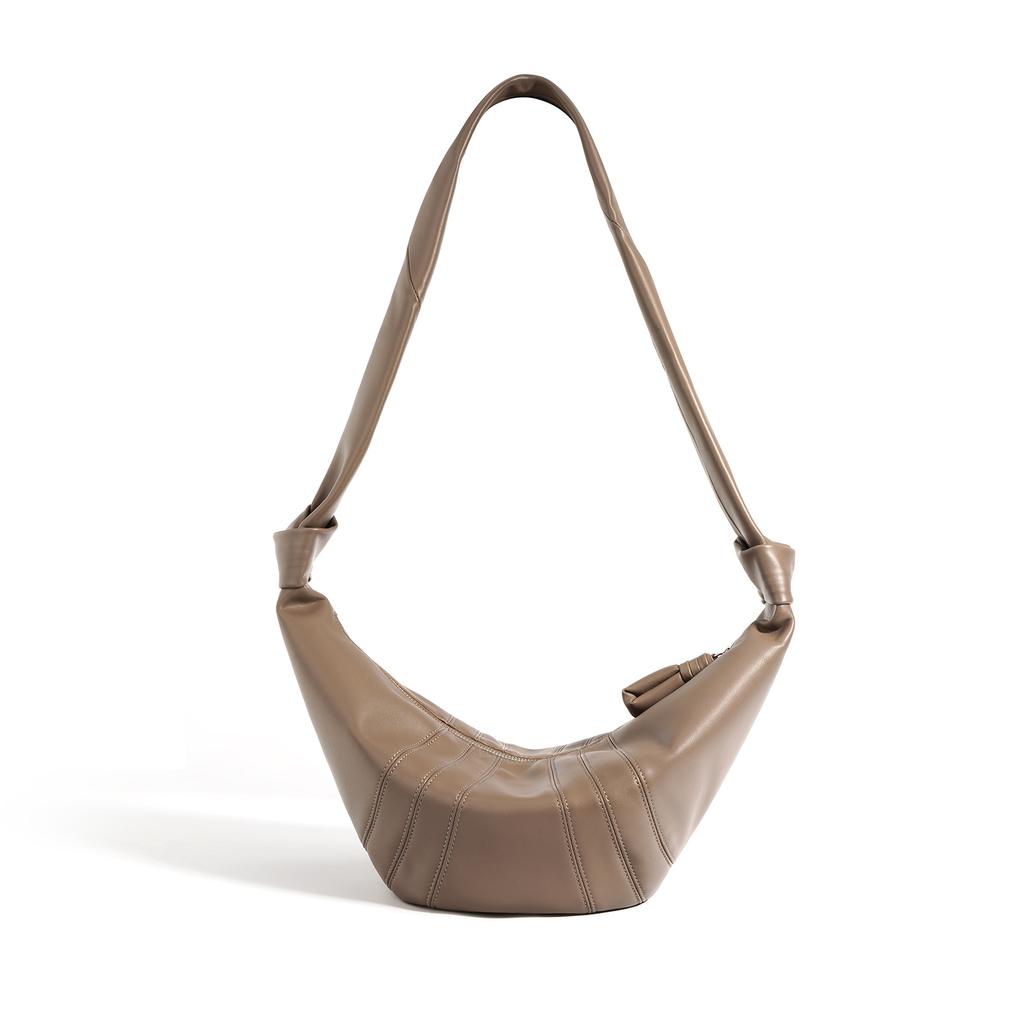 2026 Popular French Niche Style Top Layer Lambskin Croissant Bag For Women Lazy Soft Leather Dumpling Crossbody Shoulder Daily Bag
