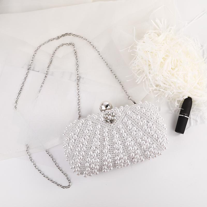 Elegant Pearl Chain Shoulder Evening Bag - Trendy European and American Style