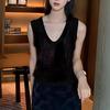 Knitted Tank Top for Women V Neck Sleeveless Hollow Out Crochet Camisole Top Summer