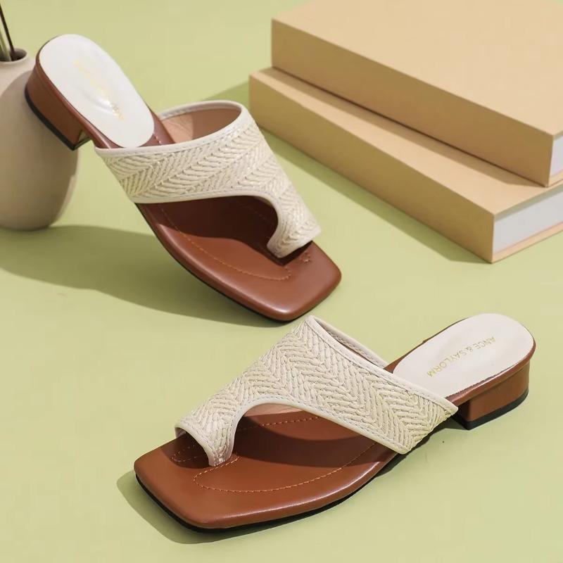Women's Flip-flops Grass Weave Trend Women's Casual Fashion Slippers New Comfortable Low Heels Zapatos De Mujer Womens Shoes