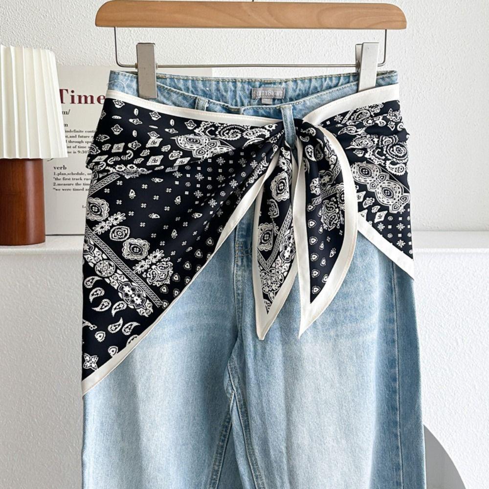 Satin Waist Triangle Scarf Belt Ethnic Style Shirt Extender Fashion Silk Scarf Women's Fashion