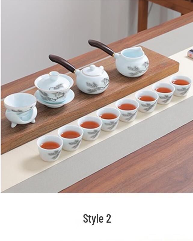 Modern Mutton Fat Jade White Porcelain Office Tea Set