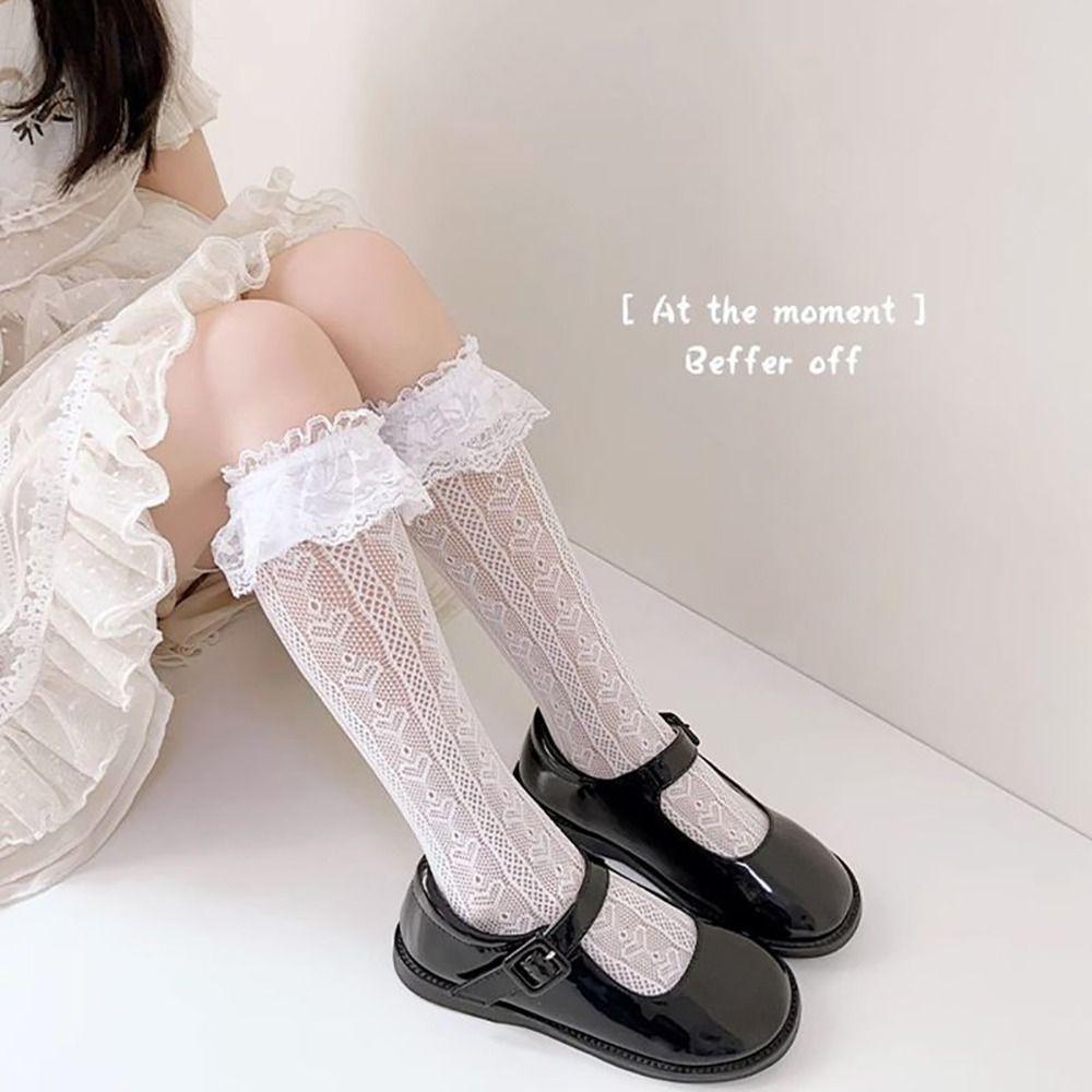 Mesh Lolita Sock Cotton Spandex Girl Long Socks Baby Dress Hollow Mesh Socks