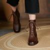 Модные женские ботинки из натуральной кожи ГОРЯЧИЕ ПРОДАЖИ Осенняя обувь для женщин Зимние ботинки ручной работы Квадратный носок Массивный каблук Обувь zapatos mujer