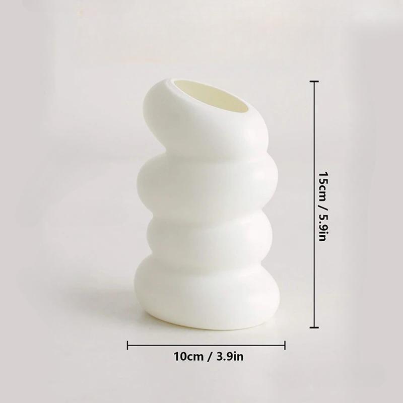 1PC Plastic Spiral White Vase Nordic Creative Flower Arrangement Container For Kitchen Living Bedroom Home Decoration Ornament