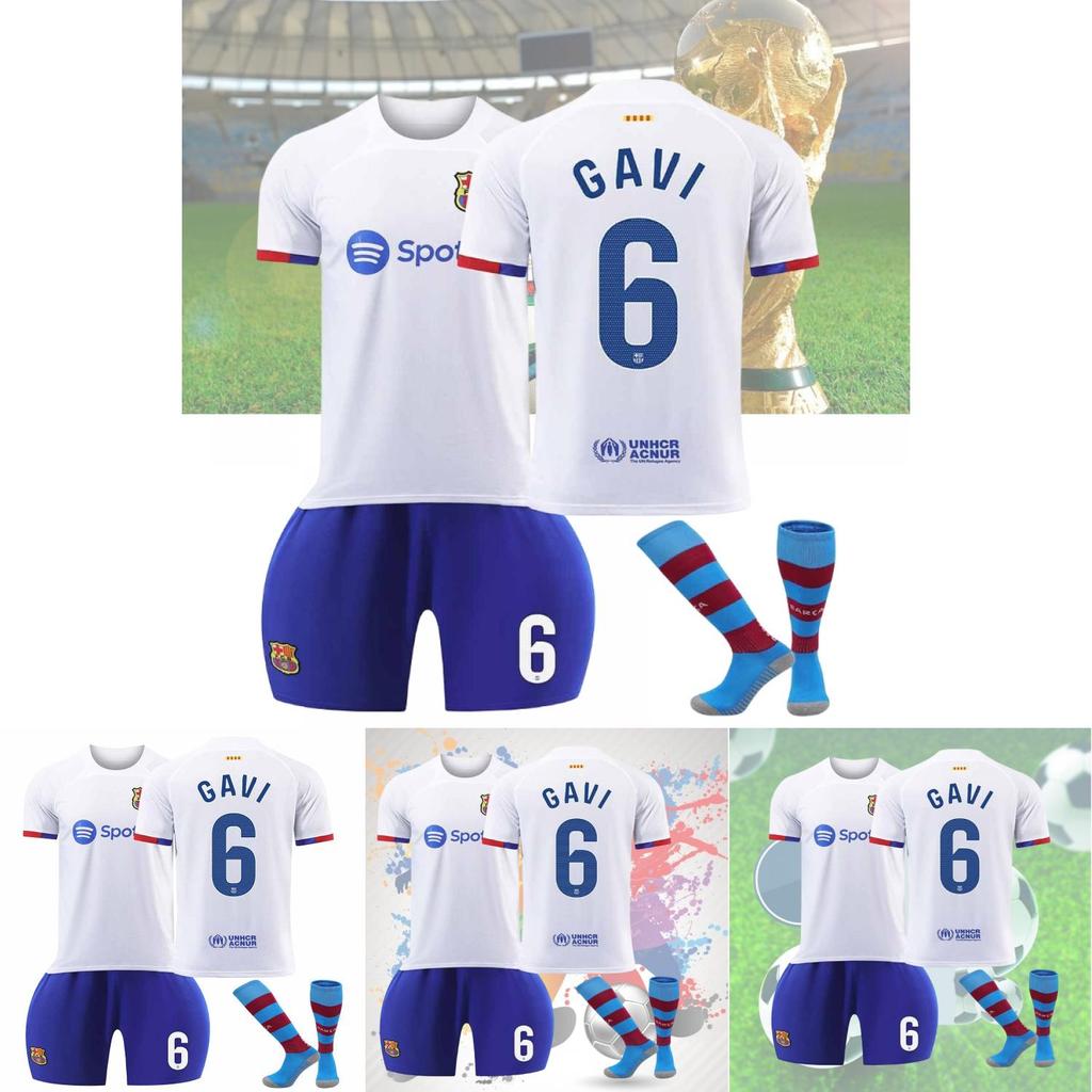 2324 Гостевая футболка Барселоны Месси 8 Педро 9 Левандовски 30 Детская футбольная футболка