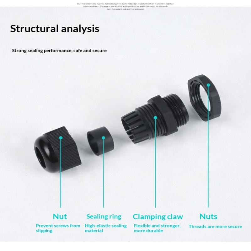 10Pcs Waterproof Cable Gland Pg7 Pg9 Black White Plastic Seal Joint Nylon Ip68 Cable Fixing Nylon Connector For Electrica Wire