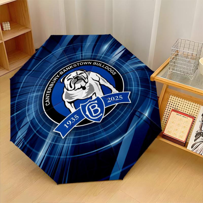 Canterbury-Bankstown Bulldogs Print Auto 8?Ribs Folding Umbrella Wind Resistant Lightweight Automatic Umbrella For Daily Travel