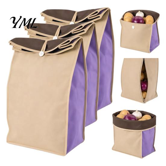 Kitchen Pantry Storage Bags Self Sealing Potato Bag, Breathable Non-woven Roll Top Closures Durable Produce Keepers Organizer, Reusable Large Capacity
