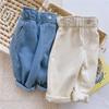 Kids Jeans Pant Casual Trousers Boys Girls High Waist Solid Warm Out Jeans Children's Pants Autumn Spring