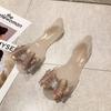 Jelly Shoes Plastic Sandals 2025 Women's Flat Fish Mouth Rhinestone Bow Beach Shoes Seaside Leisure Transparent Sandal