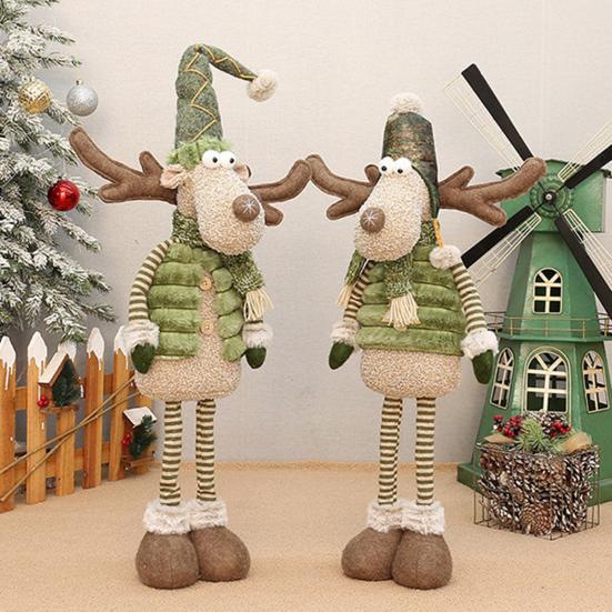 Рождественский плюшевый олень с выдвижными ногами, ручной работы, мультяшный лось, плюшевая кукла, рождественское праздничное украшение для вечеринки