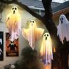 3 Pcs Halloween Hanging Ghosts 19.6" LED Light Up Outdoor Flying White Ghost for Front Yard Patio Lawn Garden Party Decor