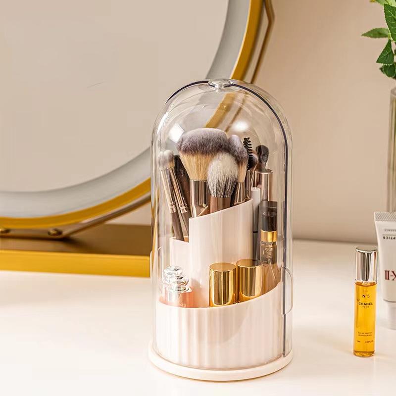 Makeup Storage Box Dustproof Rotating Large Capacity Makeup Brush Storage Cylinder Dressing Table Desktop Pen Holder