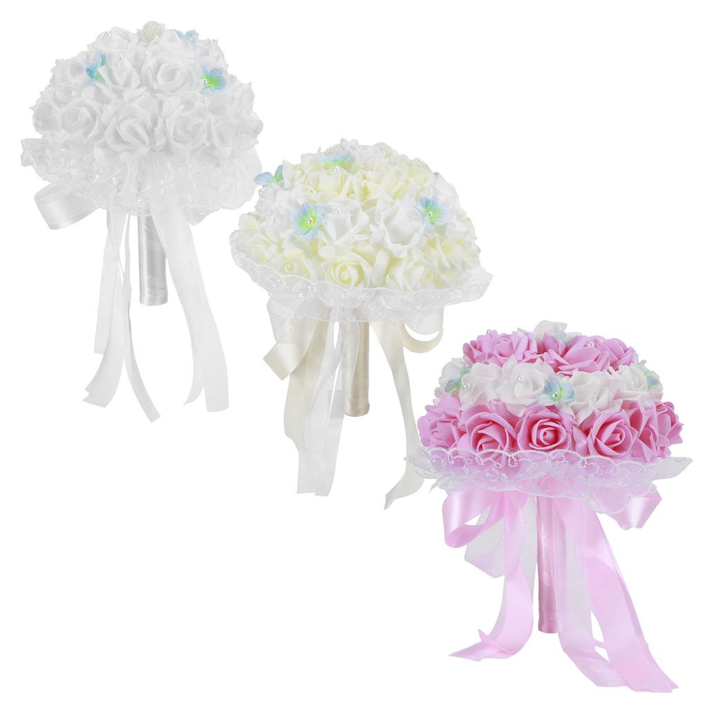 Свадебная невеста держит цветы Искусственные цветы Букет роз Свадебные принадлежности Украшения