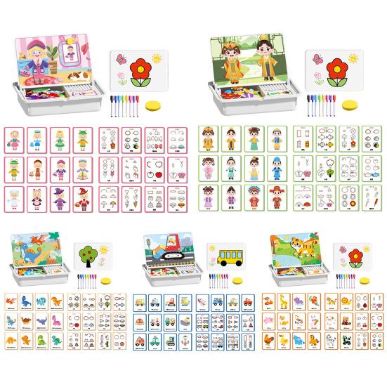 Cartoon Magnetic Puzzle Board Game Dress-up Dinosaur Vehicles Animal Preschool Learning