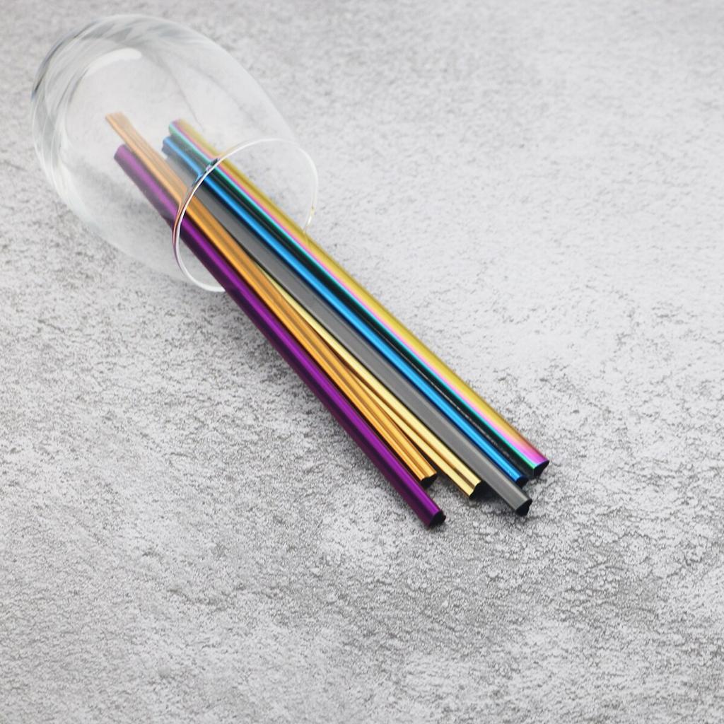 Metal Straw Reusable Drinking Straw Set 304 Stainless Steel Straw Straight Straw With Cleaner Brush Party Bar Accessories