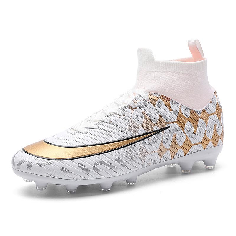 Large Size Football Shoes Men's High Top Teen Students TF Shredded Nails AG Spikes Competition Training Football Shoes