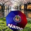 Custom Name Personalized Club Deportivo Guadalajara Print Umbrella, Auto Open Close, 8‑Rib Sturdy Frame, Commute Camping Hiking Use, Birthday Gift