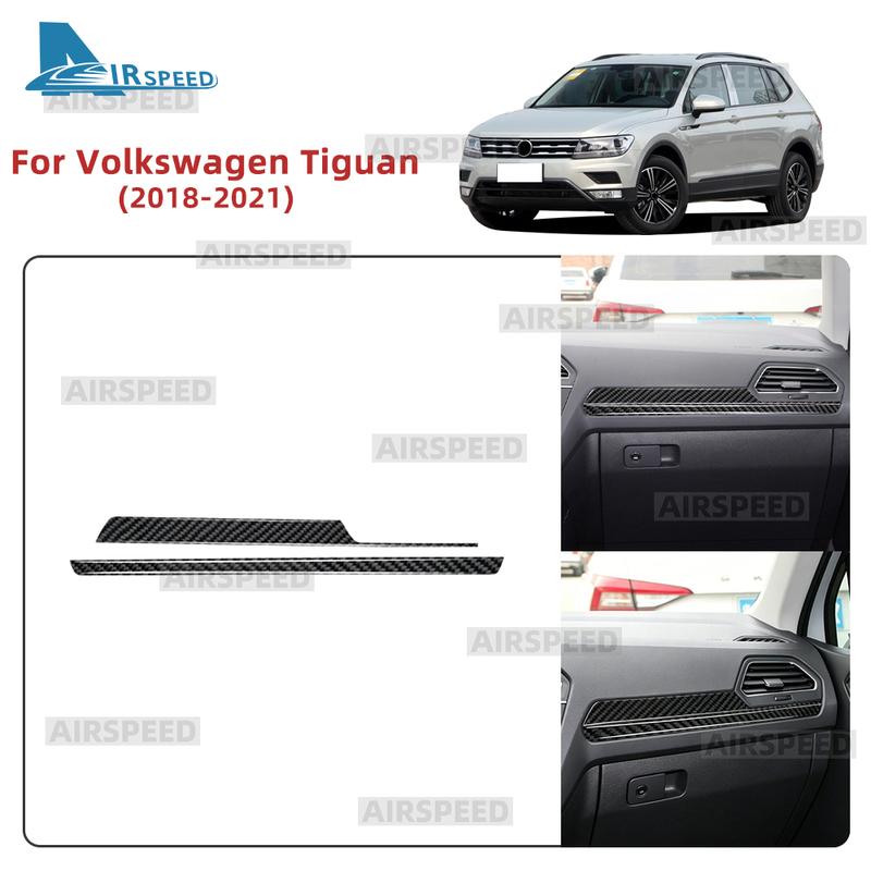 Для Volkswagen Tiguan A2 AD1/AX1 2018 2019 2020 2021 Настоящая мягкая наклейка из углеродного волокна LHD RHD Декоративная полоска на пассажирскую сторону автомобиля.