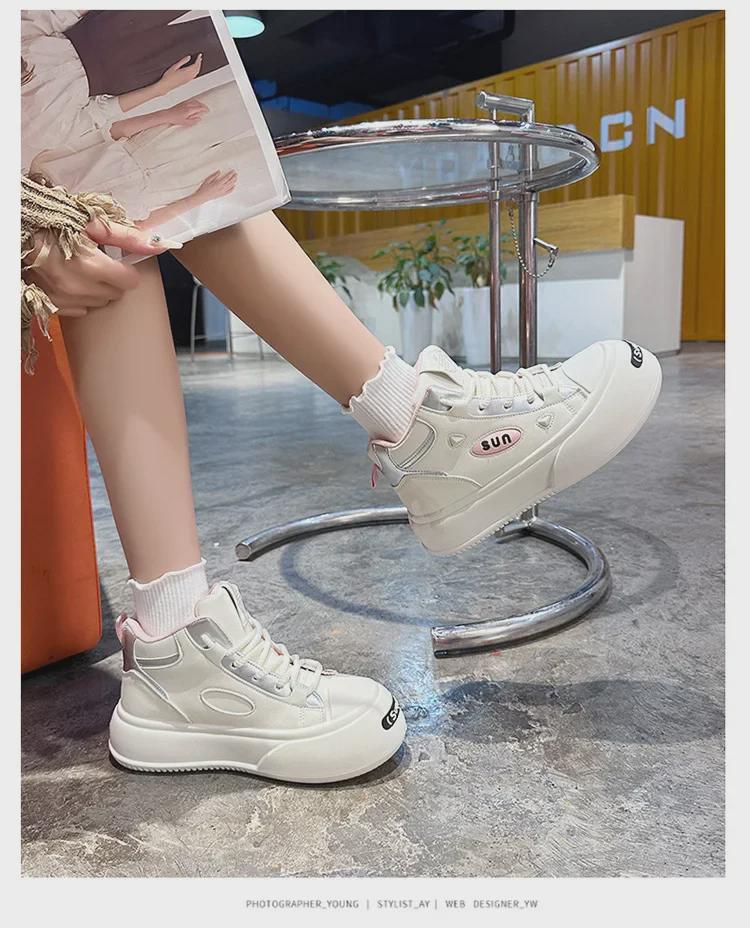Женские высокие кроссовки на осень 2025 года: Трендовый универсальный белый спортивный повседневный