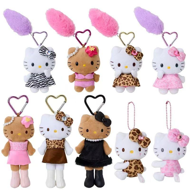 Kawaii Sanrio Long Legs Kitty cat black skin Plush Keychain Pendant Cute Cartoon Hello Kitty 16CM Doll Toy Backpack Pendant Gift