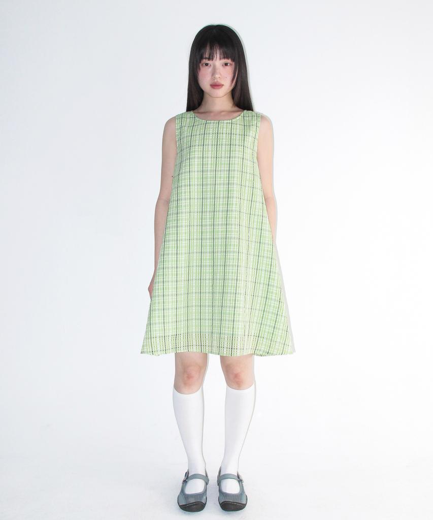 Ames Worldwide Check Layered Dress Green