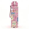 1PC Doodle Sticker Collage Cartoon Pattern 750ml Color Plastic Sports Water Bottle Leakproof Flip Straw Lid Suitable for Sports Office Home Use