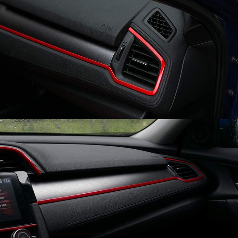 3 шт. Красная наклейка на рамку приборной панели салона для Honda Civic 10-го поколения 2016 2017 2018 2019 2020 2021 с левым рулем