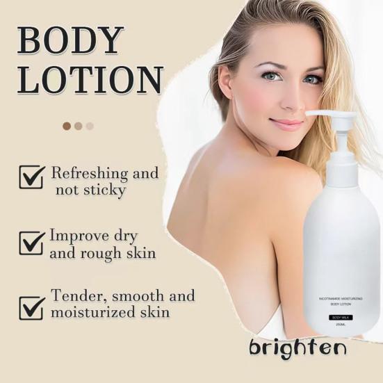 Brightening Body Lotion 24H Lightweight Moisturizing Body Cream 250ml Fast Absorbing Hydrating Moisturizer for All Skin Types