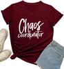 Women's Chaos Coordinator T Shirt Funny Casual V-Neck Graphic Tees Size