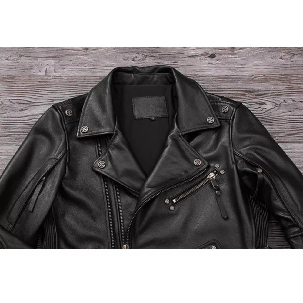 Китайский размер Тяжелая мотоциклетная куртка из натуральной коровьей кожи Верхний слой Повседневный винтажный ретро мото костюм кожаное пальто Зима
