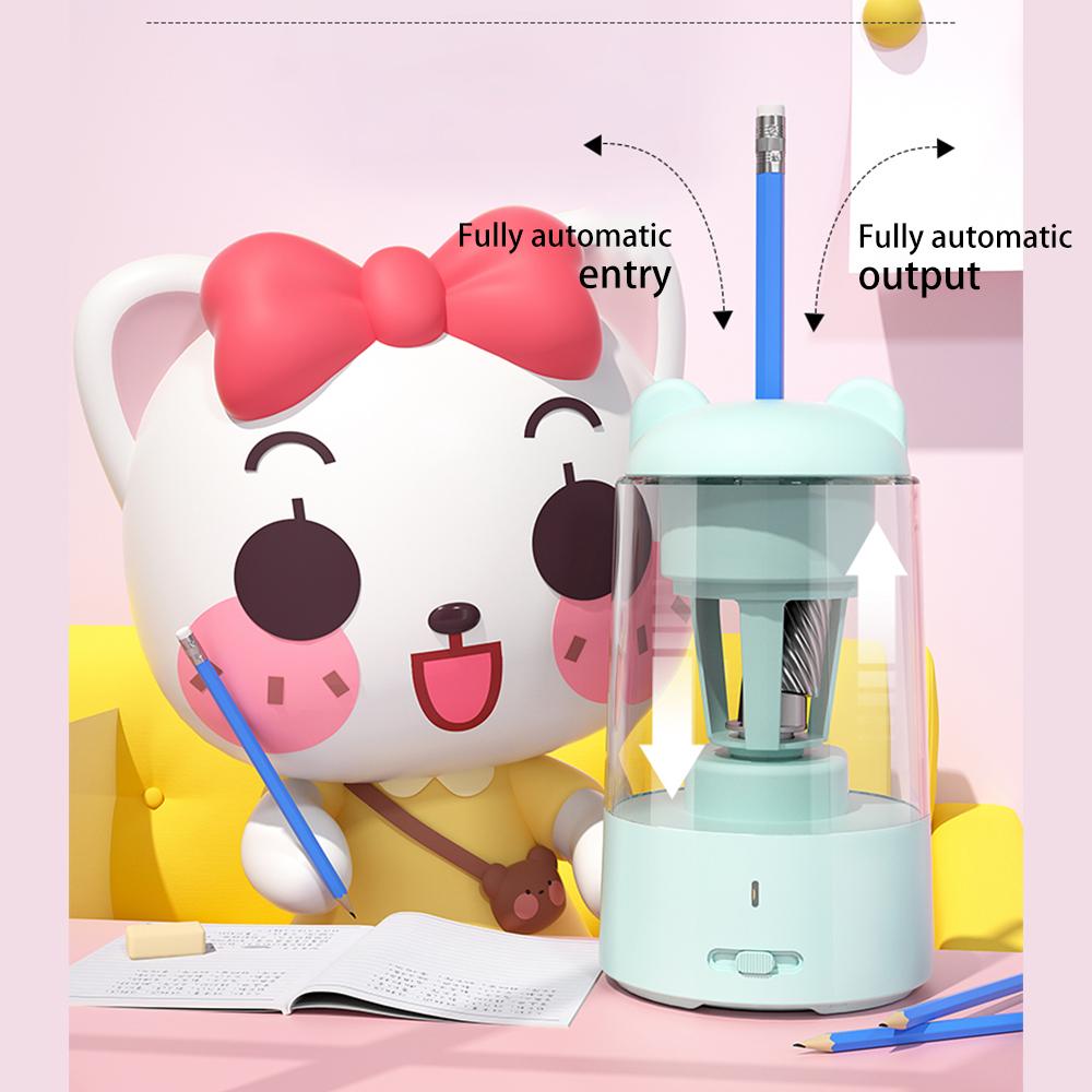 Автоматическая электрическая точилка для карандашей с 3-мя перьями, автоматической остановкой и быстрой регулировкой остроты