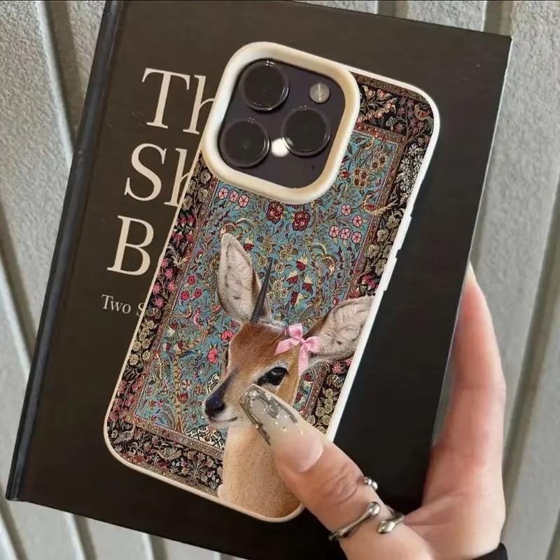 Винтажный чехол для телефона с рисунком оленя и личи для iPhone 17 Air 16 e 15 14 13 12 11 Pro Max Plus SE, мягкий противоударный чехол